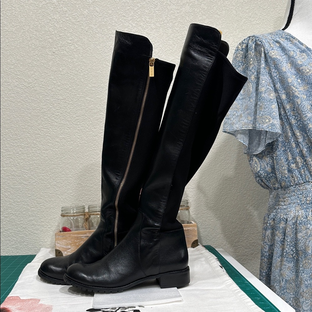 Michael Kors Black Leather Over the Knee Boots - Picture 3 of 12